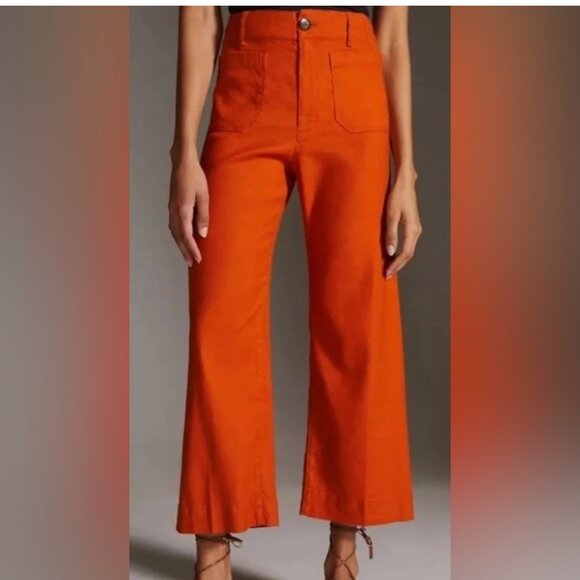 Maeve Pants - Maeve The Colette Orange Cropped Wide Leg Pants Size 8